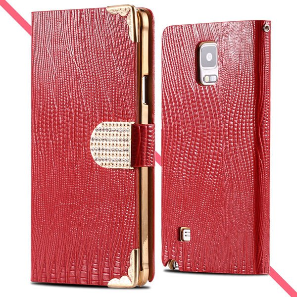 Luxury Bling Diamond Wallet Cover For Samsung Galaxy Note 4 N9100 32245553318-2-red