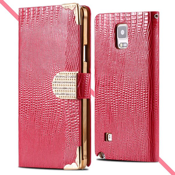 Luxury Bling Diamond Wallet Cover For Samsung Galaxy Note 4 N9100 32245553318-4-hot pink