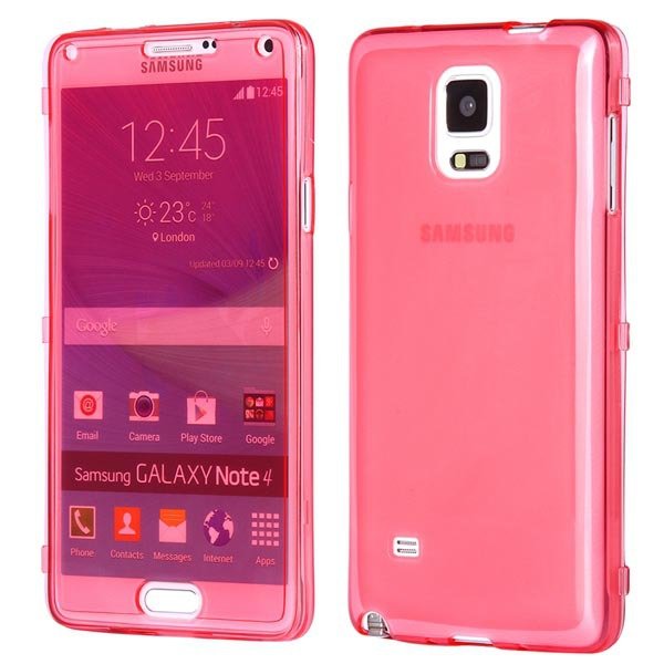 Crystal Transparent Flip Display Cover For Samsung Galaxy Note 4 I 32247405978-2-red