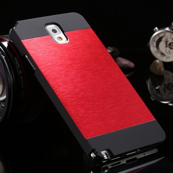 Note 3 Aluminum Case Metal Brush Hard Cover For Samsung Galaxy Not 1893304496-2-black and red