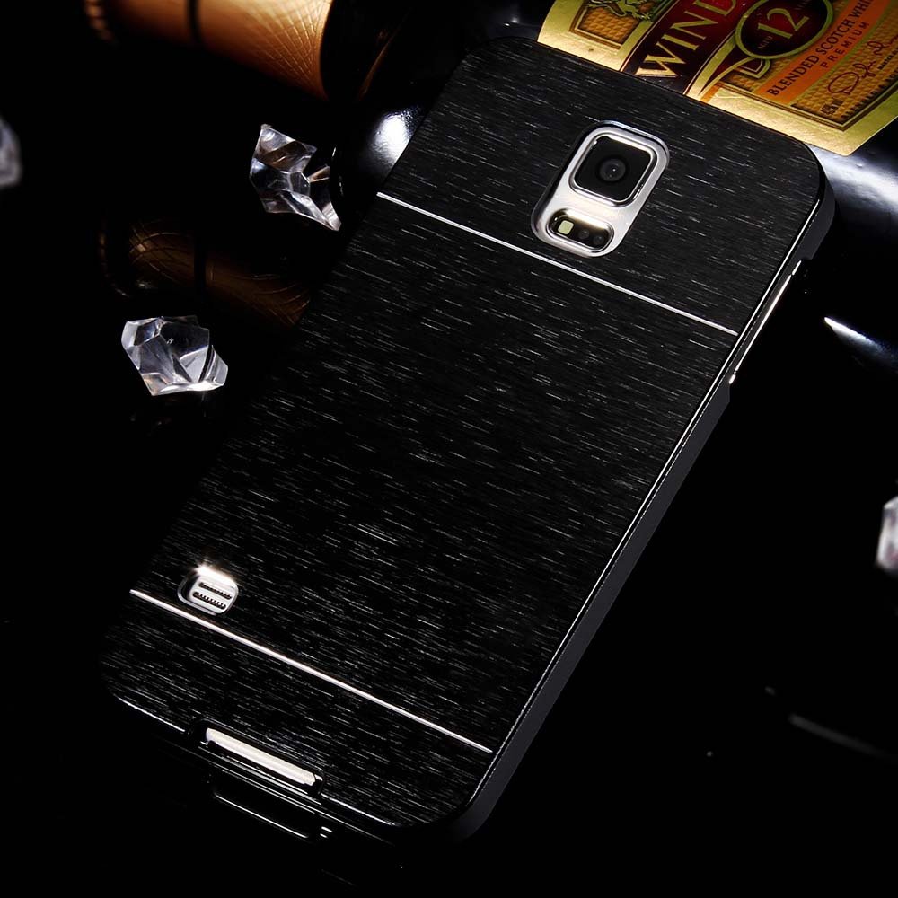 S5 Aluminum Deluxe Gold Metal Brush Back Case For Samsung Galaxy S 32237608035-3-black