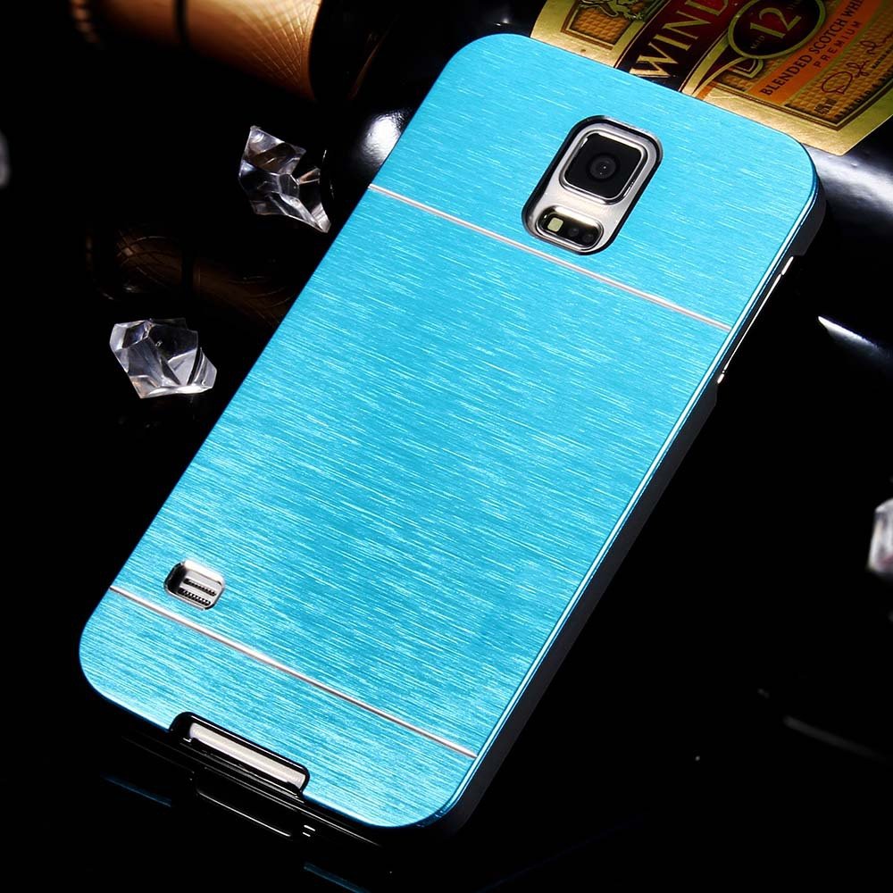 S5 Aluminum Deluxe Gold Metal Brush Back Case For Samsung Galaxy S 32237608035-7-blue