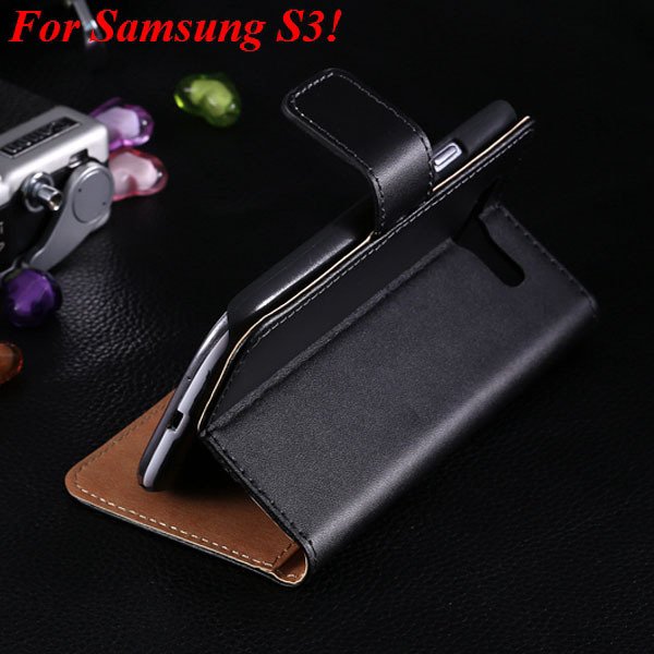 S3 S4 Genuine Leather Stand Case For Samsung Galaxy S3 Siii I9300 1335833839-1-black for S3