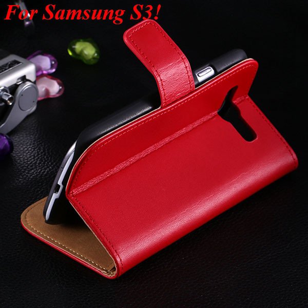 S3 S4 Genuine Leather Stand Case For Samsung Galaxy S3 Siii I9300 1335833839-3-red for S3
