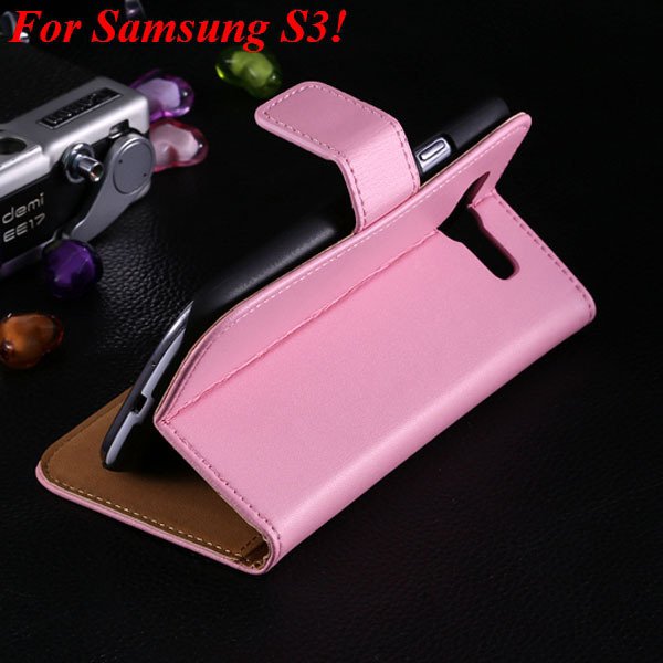 S3 S4 Genuine Leather Stand Case For Samsung Galaxy S3 Siii I9300 1335833839-6-pink for S3
