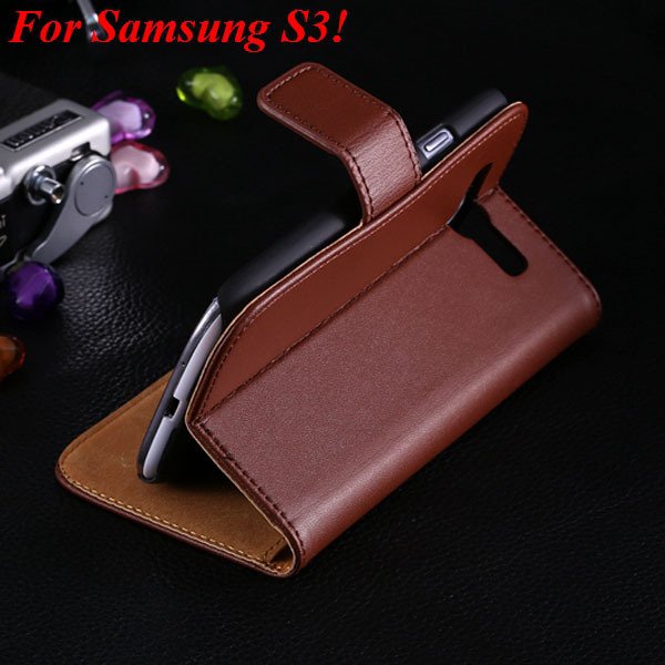S3 S4 Genuine Leather Stand Case For Samsung Galaxy S3 Siii I9300 1335833839-8-brown for S3