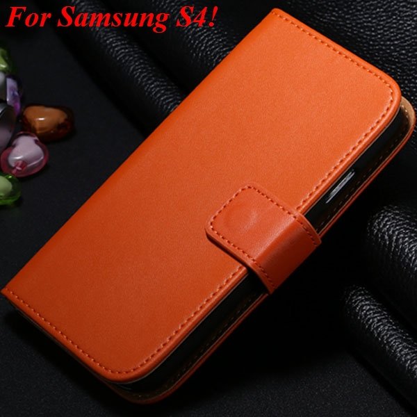 S3 S4 Genuine Leather Stand Case For Samsung Galaxy S3 Siii I9300 1335833839-16-orange for S4