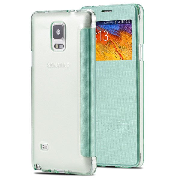 For Note 4 Free Answer Smart Case Pu Leather Window View Cover For 32236274626-7-green
