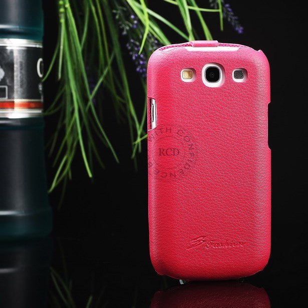 Hot 100% Cowhide Leather Cover For Samsung Galaxy S3 I9300 Genuine 1064135466-3-hot pink