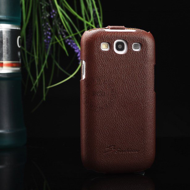 Hot 100% Cowhide Leather Cover For Samsung Galaxy S3 I9300 Genuine 1064135466-5-Brown