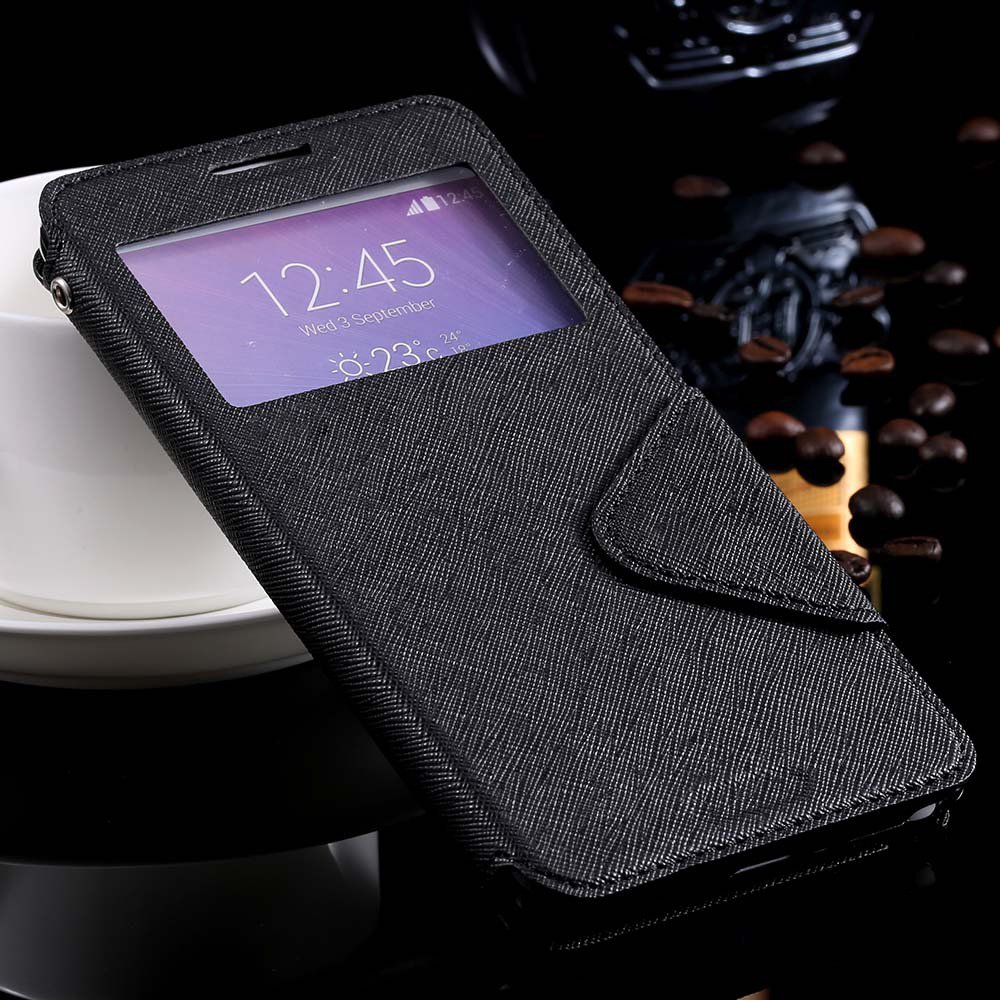 For Note 4 Window Case View Display Flip Cover For Samsung Galaxy 32261101628-1-black