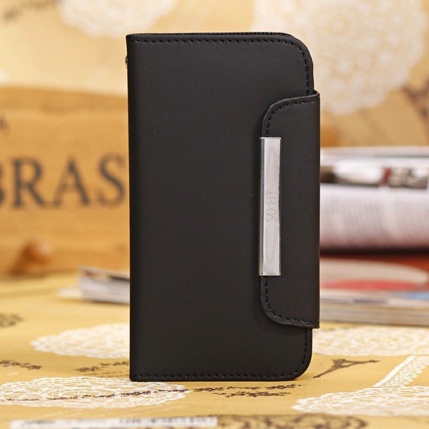New High Quality Leather Flip Case For Samsung Galaxy S4 Mini I919 1329066476-1-Black