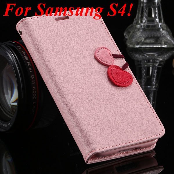 S5 S4 Cute Wallet Book Case Flip With Heart Shape Magnetic Buckle 1878960233-4-pink for S4
