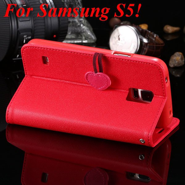 S5 S4 Cute Wallet Book Case Flip With Heart Shape Magnetic Buckle 1878960233-9-red for S5