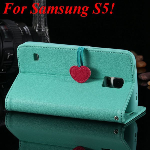 S5 S4 Cute Wallet Book Case Flip With Heart Shape Magnetic Buckle 1878960233-11-mint green for S5