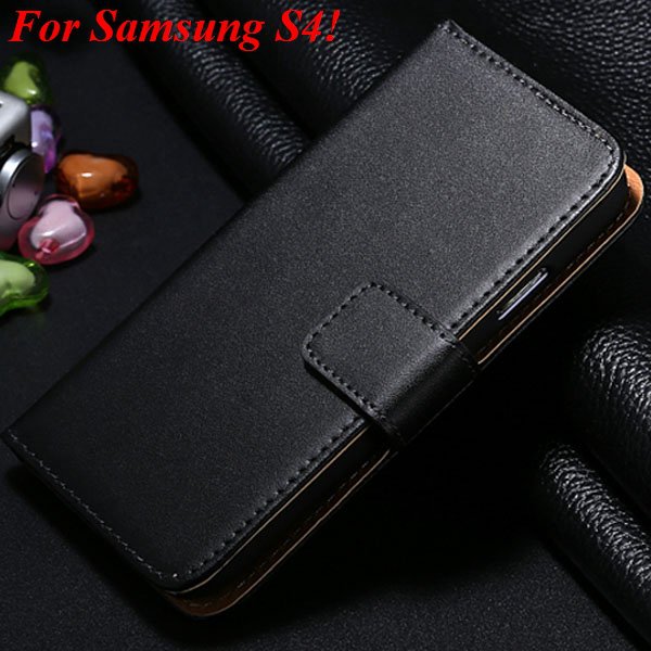 S4 S5 Flip Genuine Leather Case For Samsung Galaxy S5 I9600 For Ga 1820394140-1-black for S4