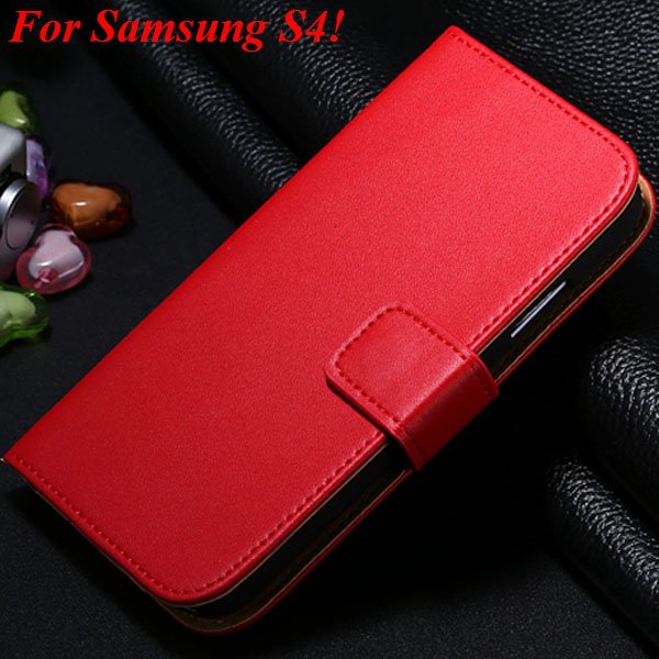 S4 S5 Flip Genuine Leather Case For Samsung Galaxy S5 I9600 For Ga 1820394140-3-red for S4