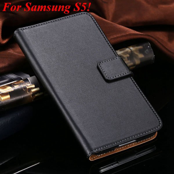 S4 S5 Flip Genuine Leather Case For Samsung Galaxy S5 I9600 For Ga 1820394140-9-black for S5