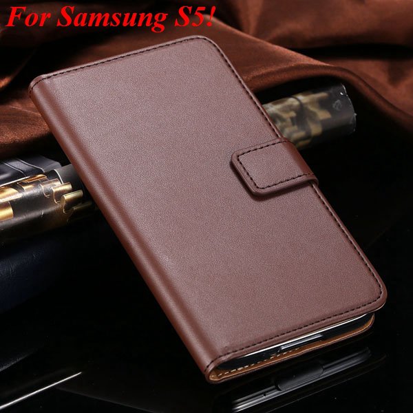S4 S5 Flip Genuine Leather Case For Samsung Galaxy S5 I9600 For Ga 1820394140-12-brown for S5