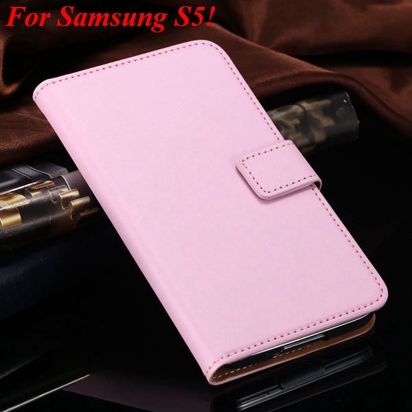 S4 S5 Flip Genuine Leather Case For Samsung Galaxy S5 I9600 For Ga 1820394140-13-pink for S5