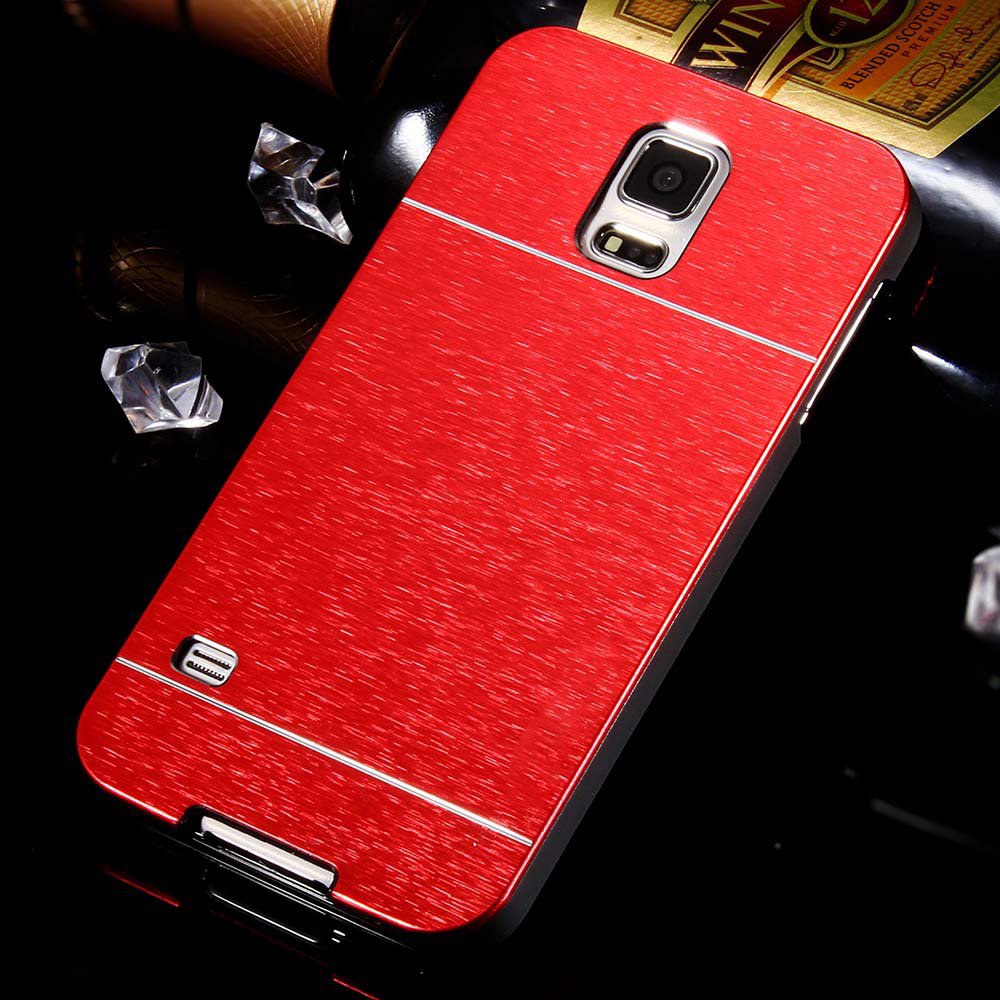 S5 Luxury Aluminum Case Gold Metal Brush Cover For Samsung Galaxy 32237477532-2-red