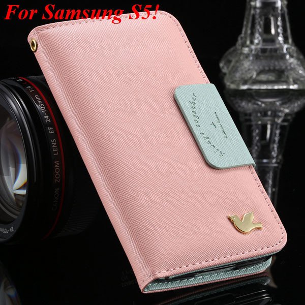 S5 Luxury Pu Leather Case For Samsung Galaxy S5 Sv I9600 G900 Flip 1879709543-2-pink for S5