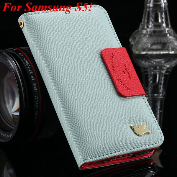 S5 Luxury Pu Leather Case For Samsung Galaxy S5 Sv I9600 G900 Flip 1879709543-3-sky blue for S5