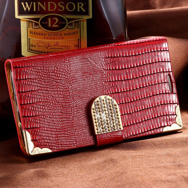 Luxury Bling Diamond Wallet Cover For Samsung Galaxy S5 I9600 Leat 32245544433-3-red