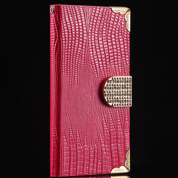 Luxury Bling Diamond Wallet Cover For Samsung Galaxy S5 I9600 Leat 32245544433-5-hot pink