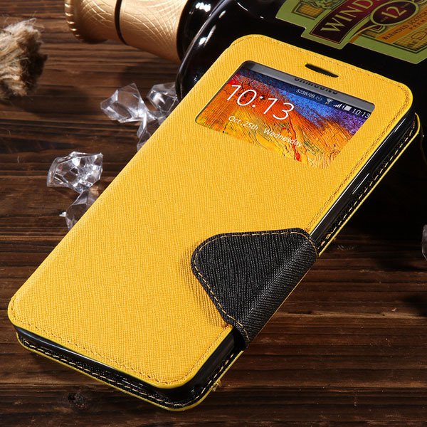 For Note 3 Window Case Full Protect Cover For Samsung Galaxy Note 1961130524-3-yellow