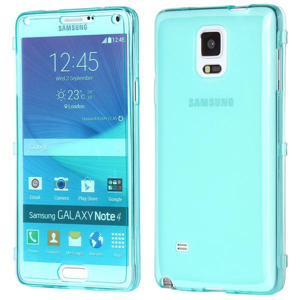Newest Flip Open Full Clear Cover For Samsung Galaxy Note 4 Iv N91 32247651581-4-light blue
