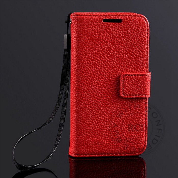 S4 Mini Lychee Pattern Leather Case For Samsung Galaxy S4 Mini I91 1274029657-3-Red