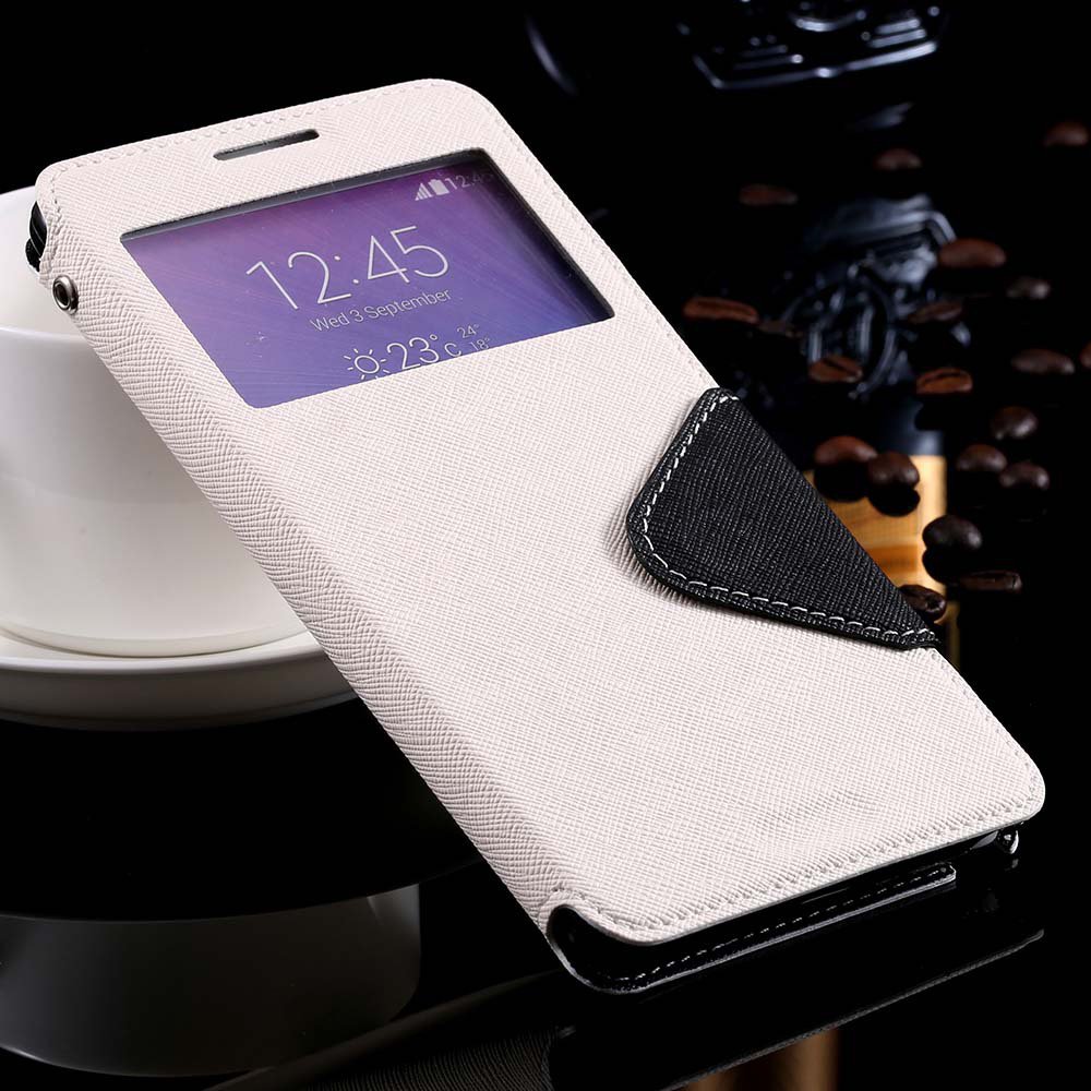 For Note 4 View Case Window Display Show Cover For Samsung Galaxy 32260910872-2-white