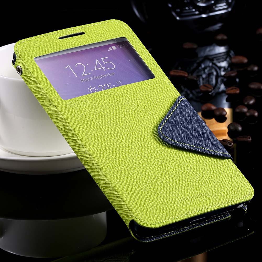 For Note 4 View Case Window Display Show Cover For Samsung Galaxy 32260910872-3-green