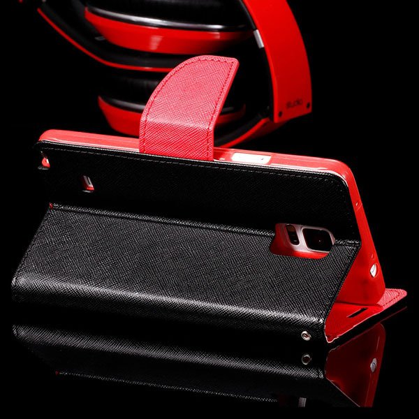 For Note 4 Flip Wallet Cover For Samsung Galaxy Note 4 N9100 Full 32260100946-10-black red