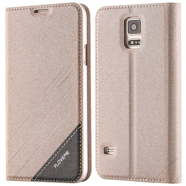 S5 Pu Leather Case Original Flip Cover For Samsung Galaxy S5 Sv I9 32267055276-5-gold