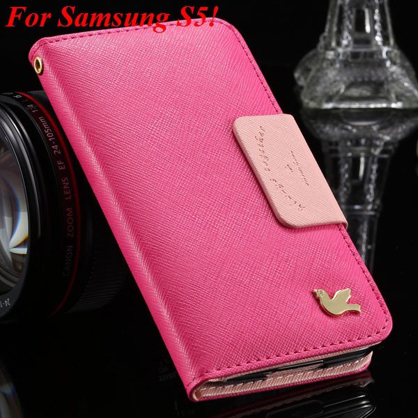 2 Models For Samsung Series Leather Case For Galaxy S5 S3 Fly Bird 1879668475-7-hot pink for S5