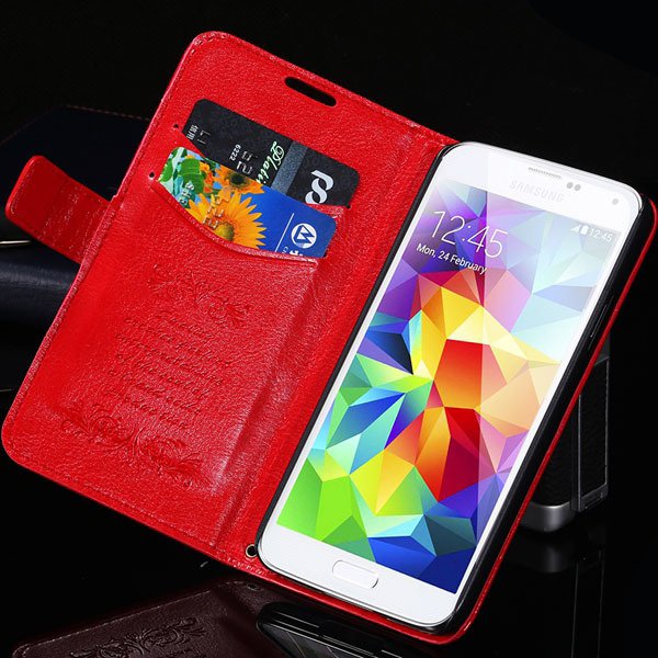 S5 Pu Leather Case With Card Slot Full Protect Cover For Samsung G 32262936634-3-red