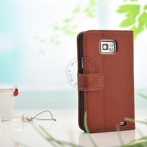 Factory Price Pu Wallet Flip Leather Case For Samsung Galaxy S2 Ii 1064181507-4-Brown