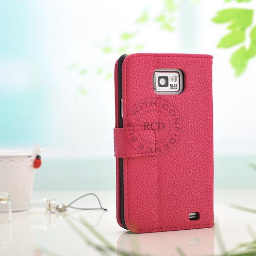 Factory Price Pu Wallet Flip Leather Case For Samsung Galaxy S2 Ii 1064181507-5-Pink