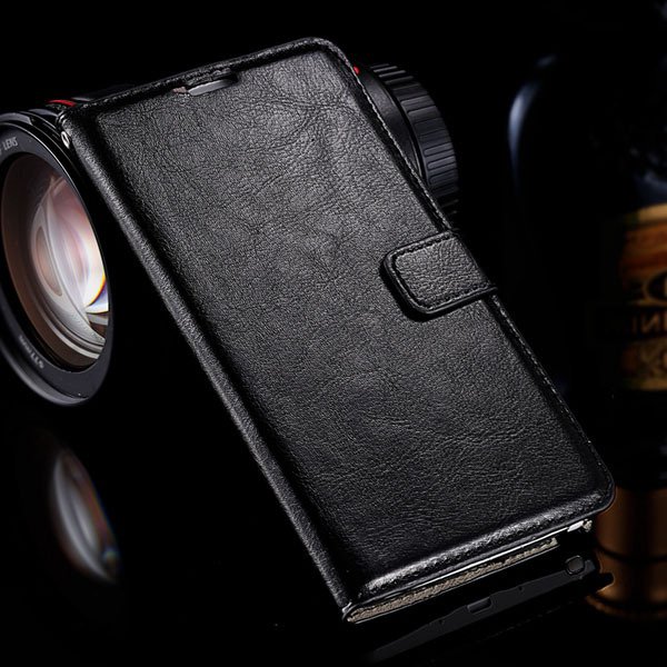 Note 4 Luxury Pu Leather Case Flip Wallet Cover For Samsung Galaxy 32283665438-1-black