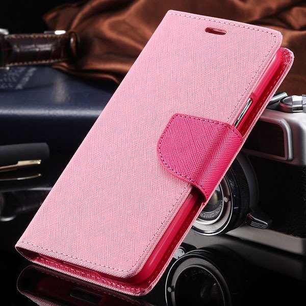 S6 Leather Case Double Color Full Protect Cover For Samsung Galaxy 32302336226-4-pink