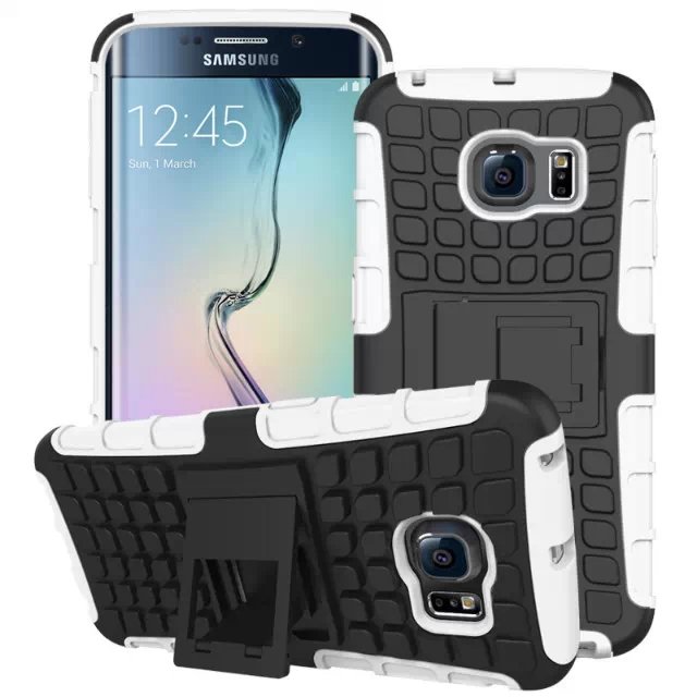S6 Edge Hybrid Kickstand Case Perfect Fit Armor Cover For Samsung 32297145450-2-white