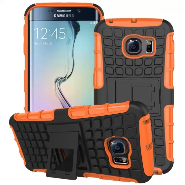 S6 Edge Hybrid Kickstand Case Perfect Fit Armor Cover For Samsung 32297145450-4-orange