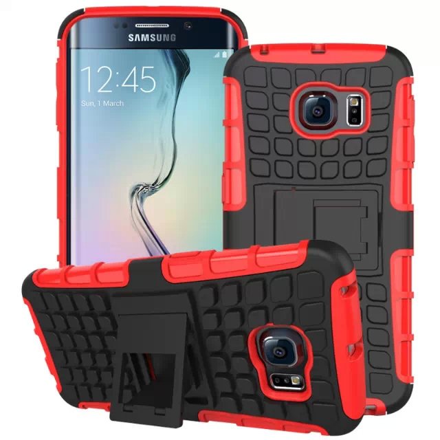 S6 Edge Hybrid Kickstand Case Perfect Fit Armor Cover For Samsung 32297145450-6-red