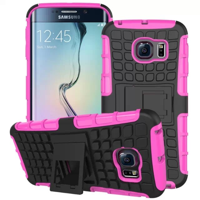 S6 Edge Hybrid Kickstand Case Perfect Fit Armor Cover For Samsung 32297145450-8-rose
