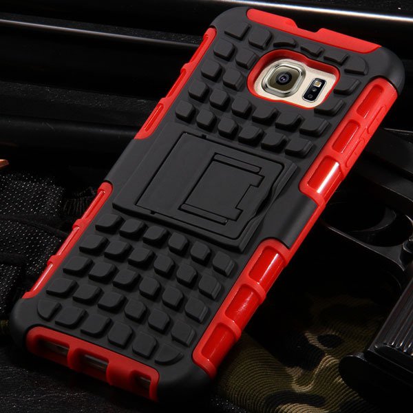 S6 Hybrid Case Anti-Skid Armor Cover For Samsung Galaxy S6 G9200 H 32304459338-3-red