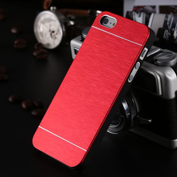 5S Aluminum Case Deluxe Gold Metal Brush Cover For Iphone 5 5S 5G 1810132892-3-red for 5s