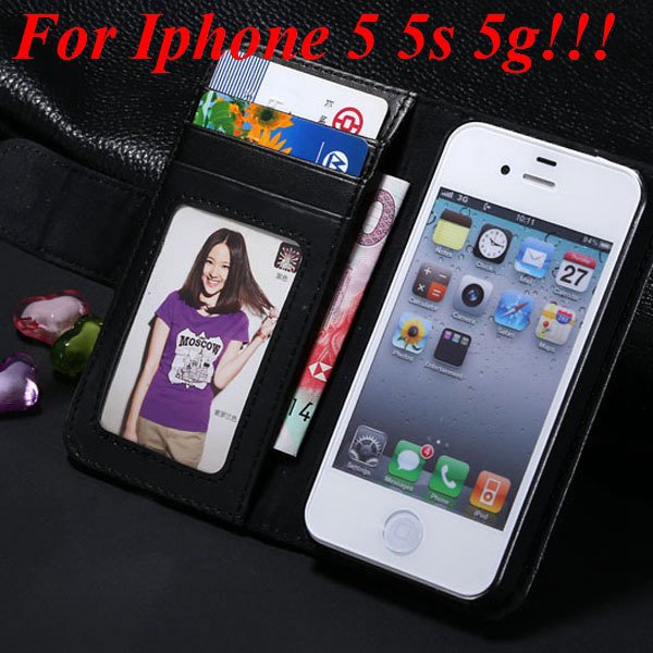 4S 5S Luxury Pu Leather Case Photo Frame Flip Cover For Iphone 5 5 1330267603-1-black for 5s