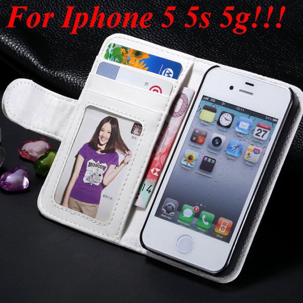 4S 5S Luxury Pu Leather Case Photo Frame Flip Cover For Iphone 5 5 1330267603-5-white for 5s